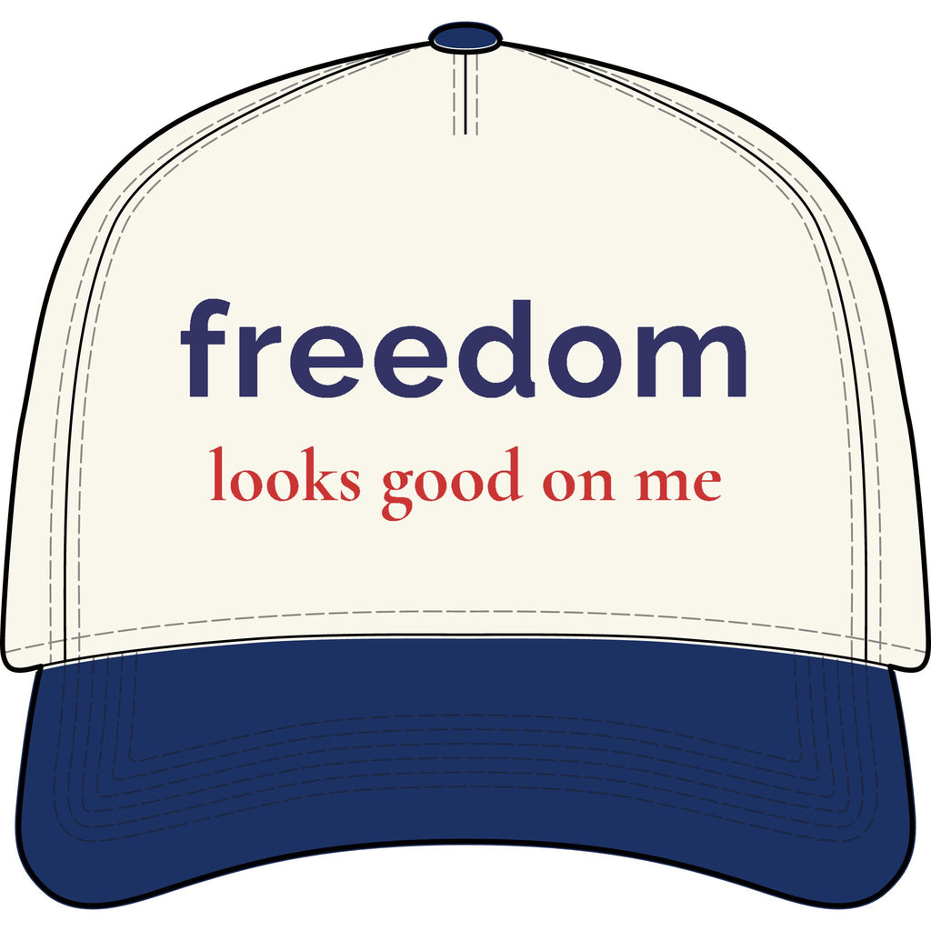 Patriotic Hat for Women | “Freedom Looks Good on Me” Embroidered Baseball Cap | Americana Aesthetic Hat | Fourth of July Hat