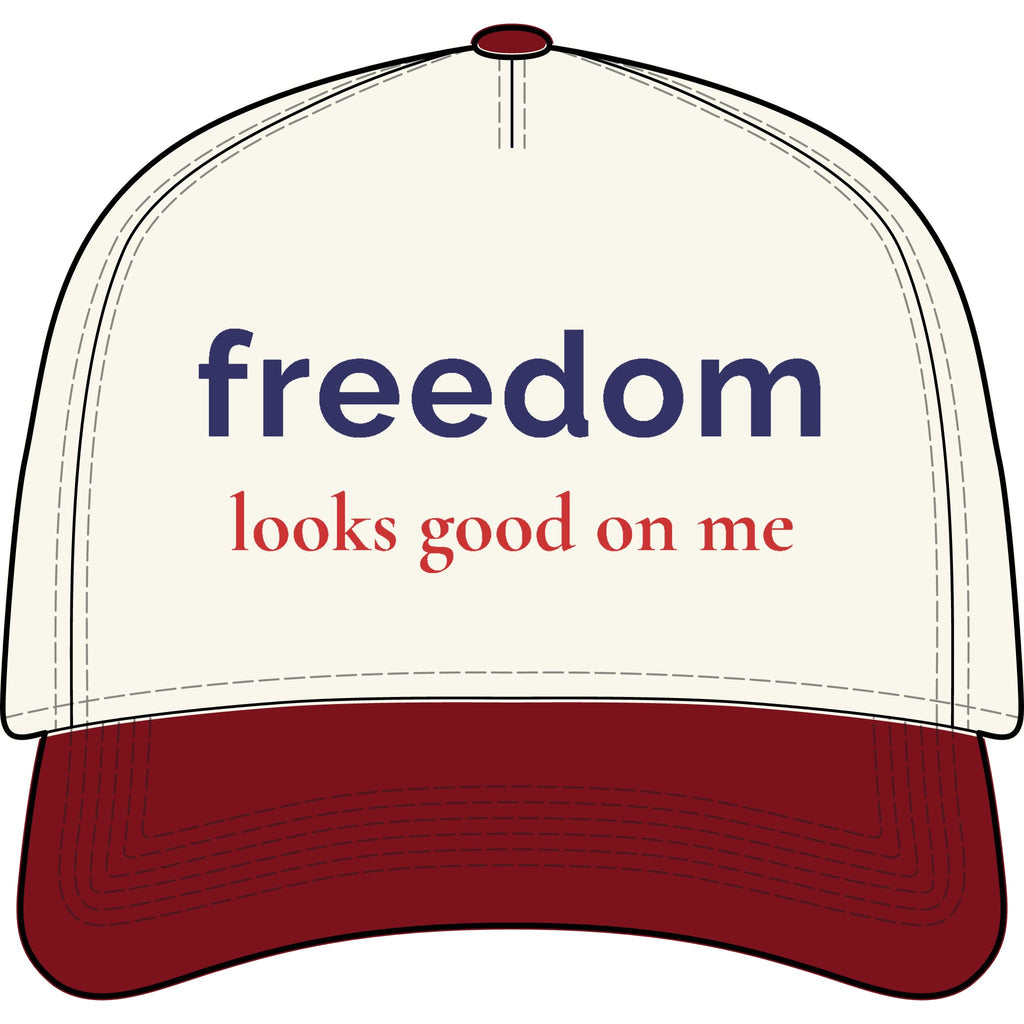 Patriotic Hat for Women | “Freedom Looks Good on Me” Embroidered Baseball Cap | Americana Aesthetic Hat | Fourth of July Hat