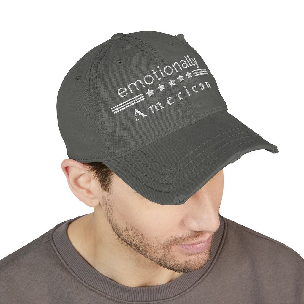 "Emotionally American" | Patriotic hat | Red White & Unfiltered | Group Chat Energy
