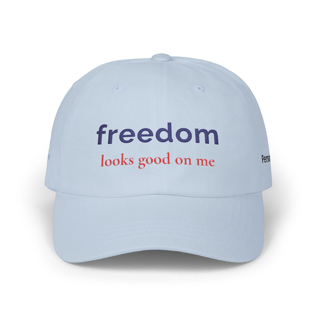 Patriotic Hat for Women | “Freedom looks good on me” Embroidered Baseball Cap | Americana Aesthetic Hat | Fourth of July Outfit