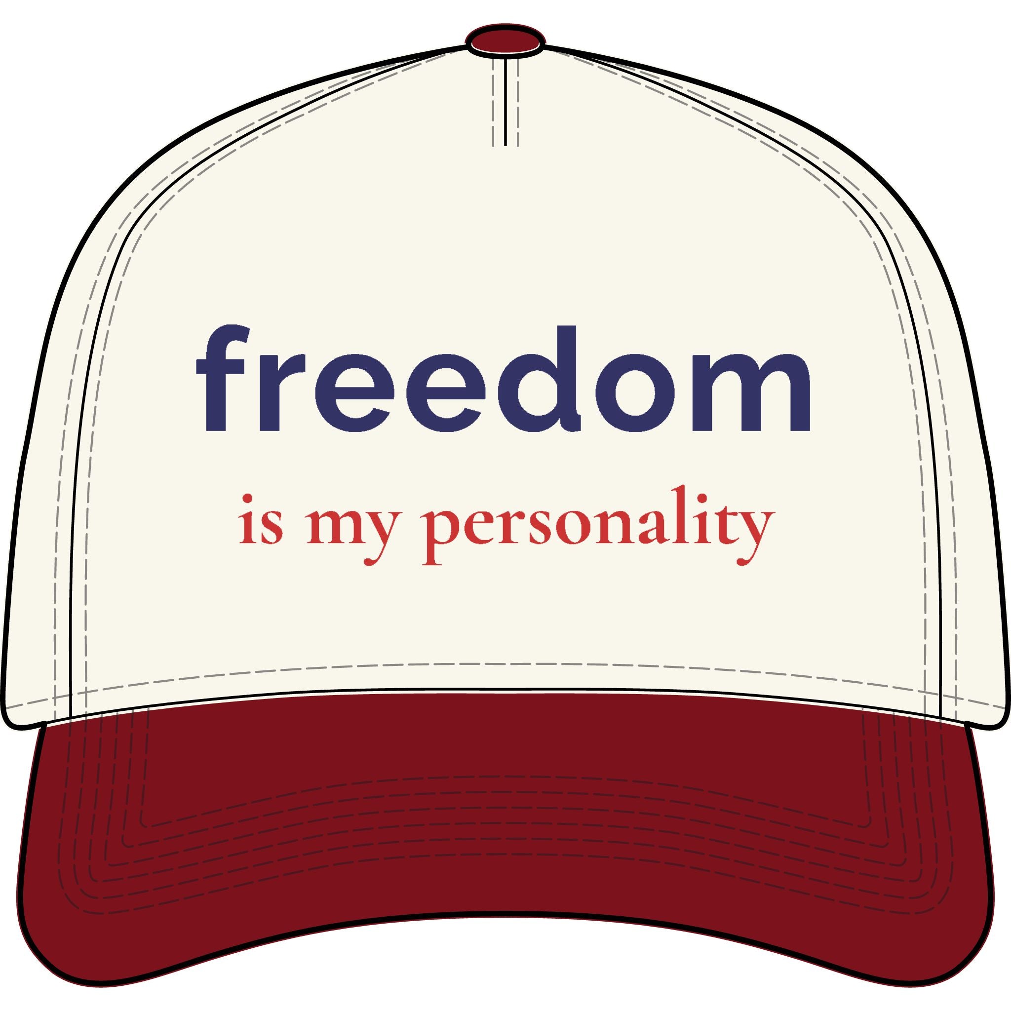 freedom is my personality |Embroidered Americana Baseball Cap | Red, White, and Unfiltered | Group Chat Energy
