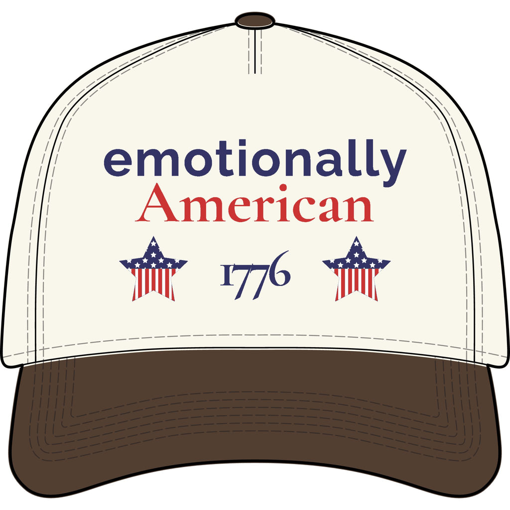 "emotionally american" | Patriotic Hat | Red White & Unfiltered | Group Chat Energy