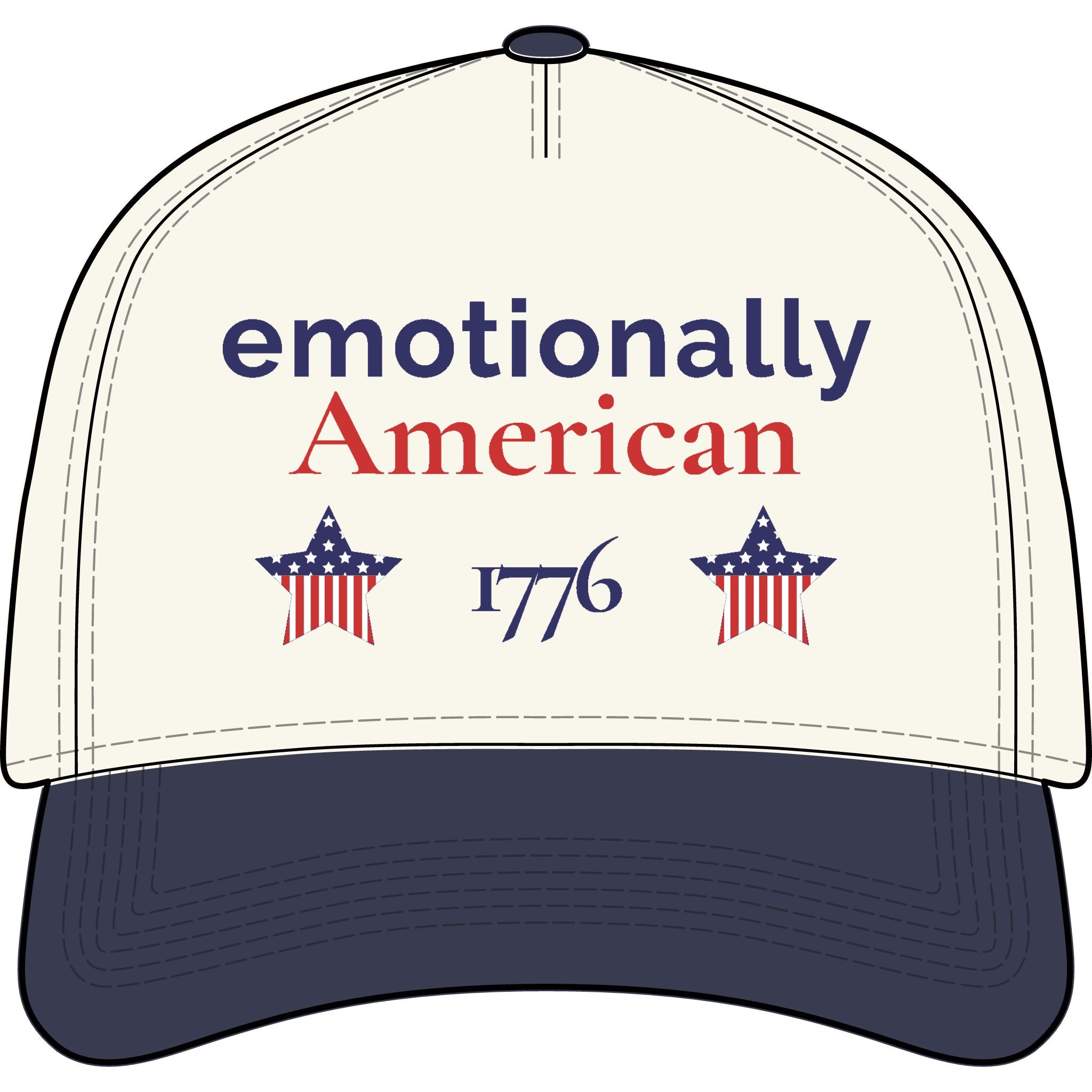 "emotionally american" | Patriotic Hat | Red White & Unfiltered | Group Chat Energy