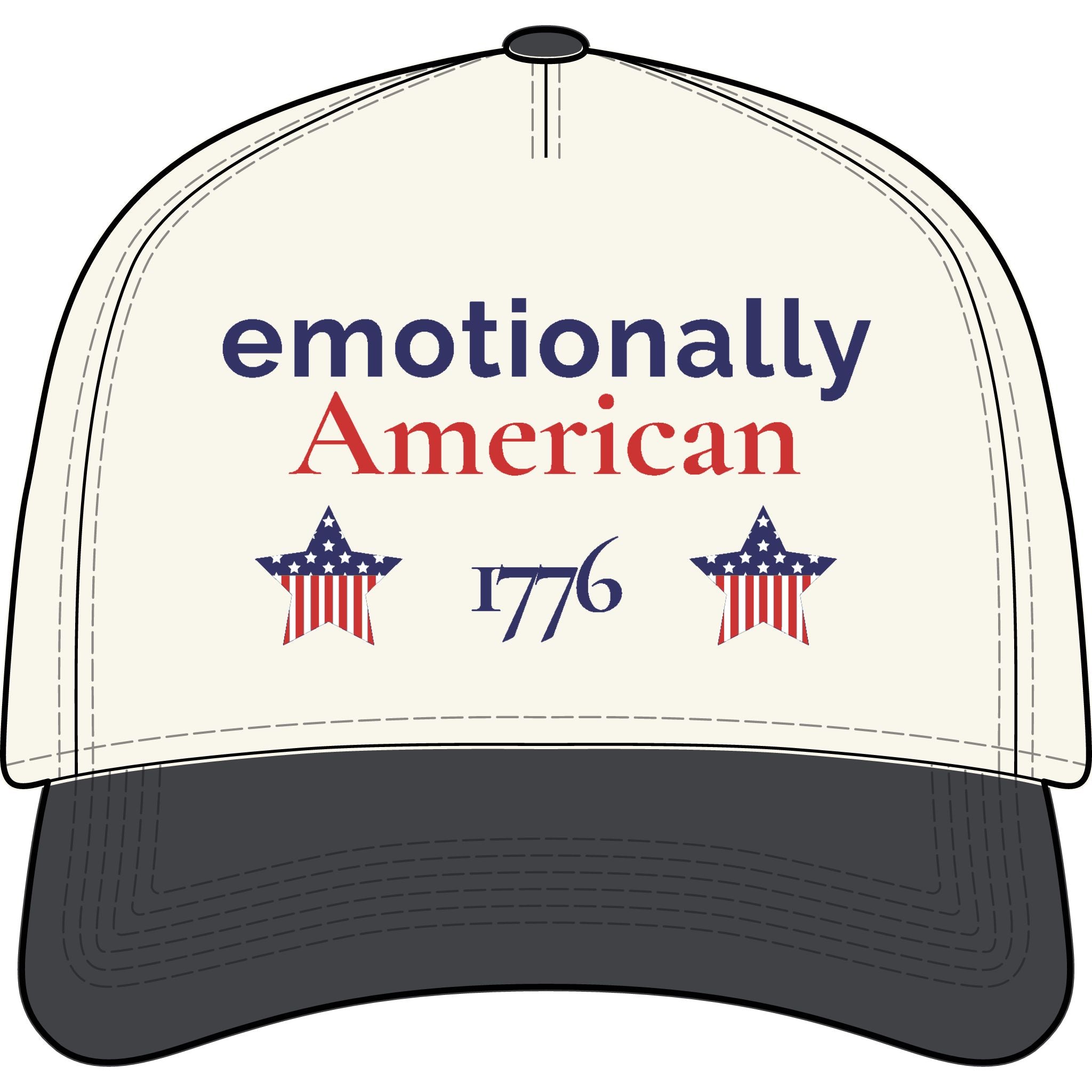 "emotionally american" | Patriotic Hat | Red White & Unfiltered | Group Chat Energy