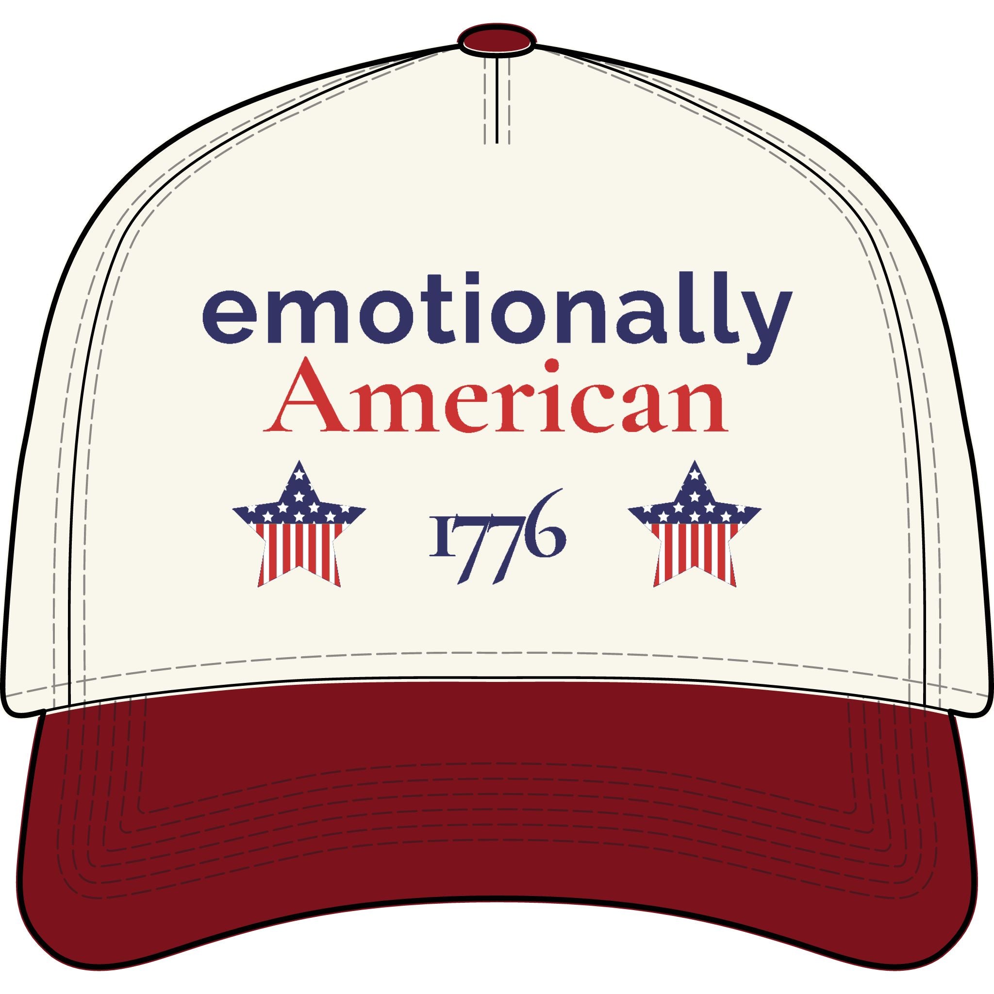 "emotionally american" | Patriotic Hat | Red White & Unfiltered | Group Chat Energy