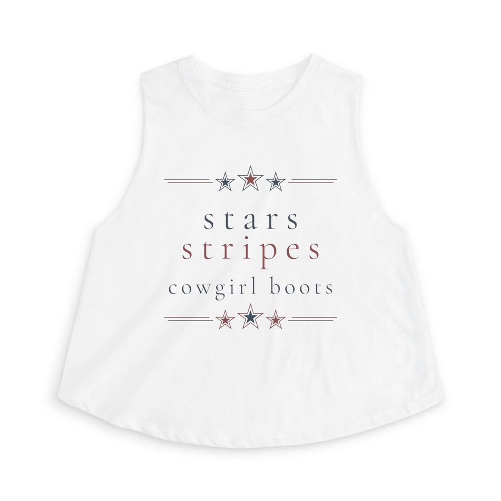 stars, stripes, and cowgirl boots | Crop Top | Red, White, & Unfiltered | Group Chat Energy