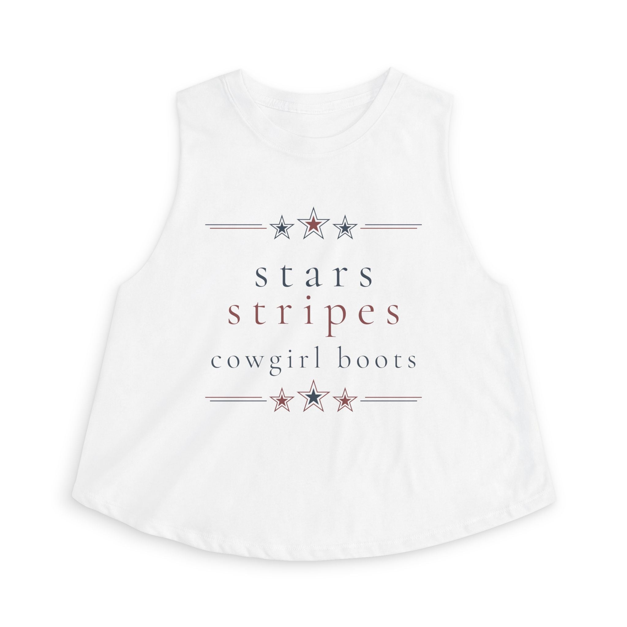 stars, stripes, and cowgirl boots | Crop Top | Red, White, & Unfiltered | Group Chat Energy