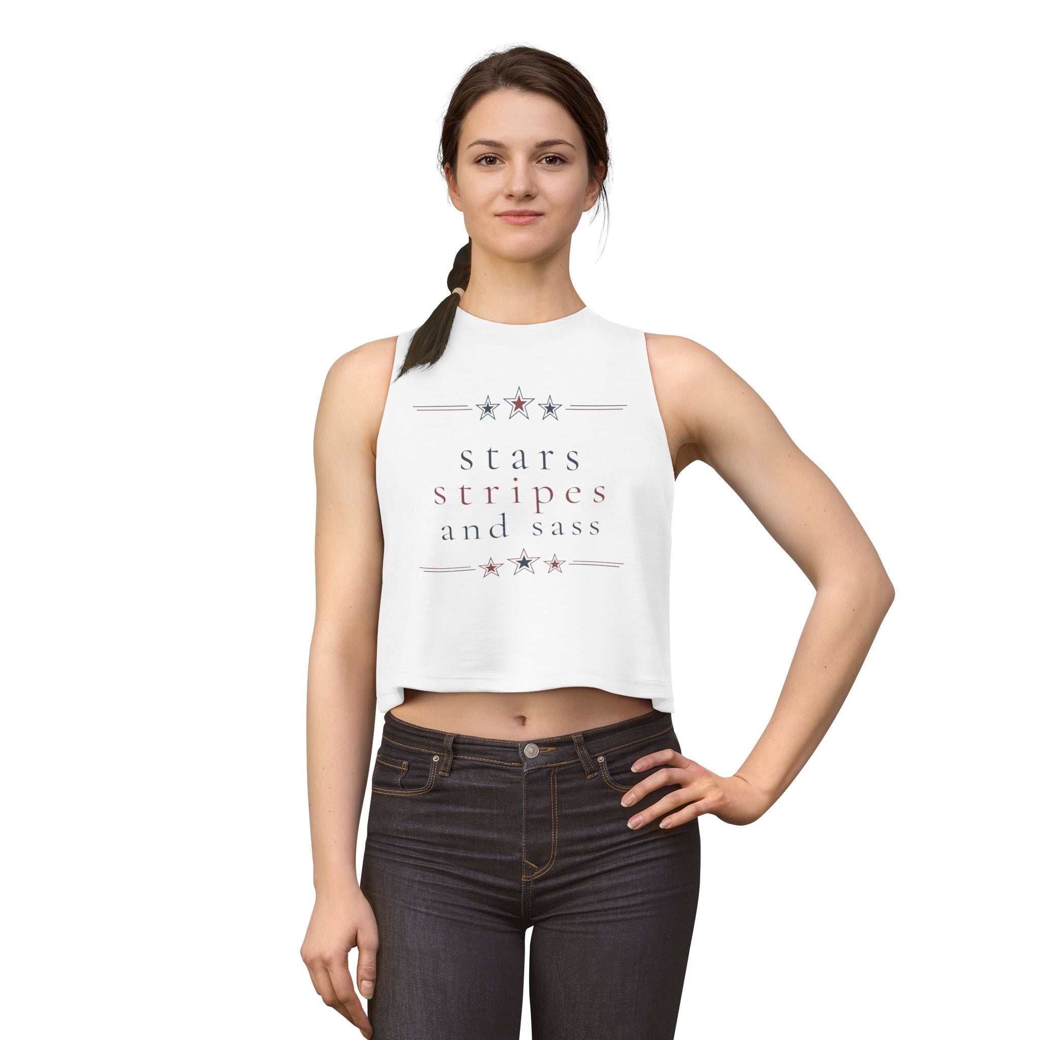 stars, stripes, and sass | Crop Top | Red, White, & Unfiltered | Group Chat Energy