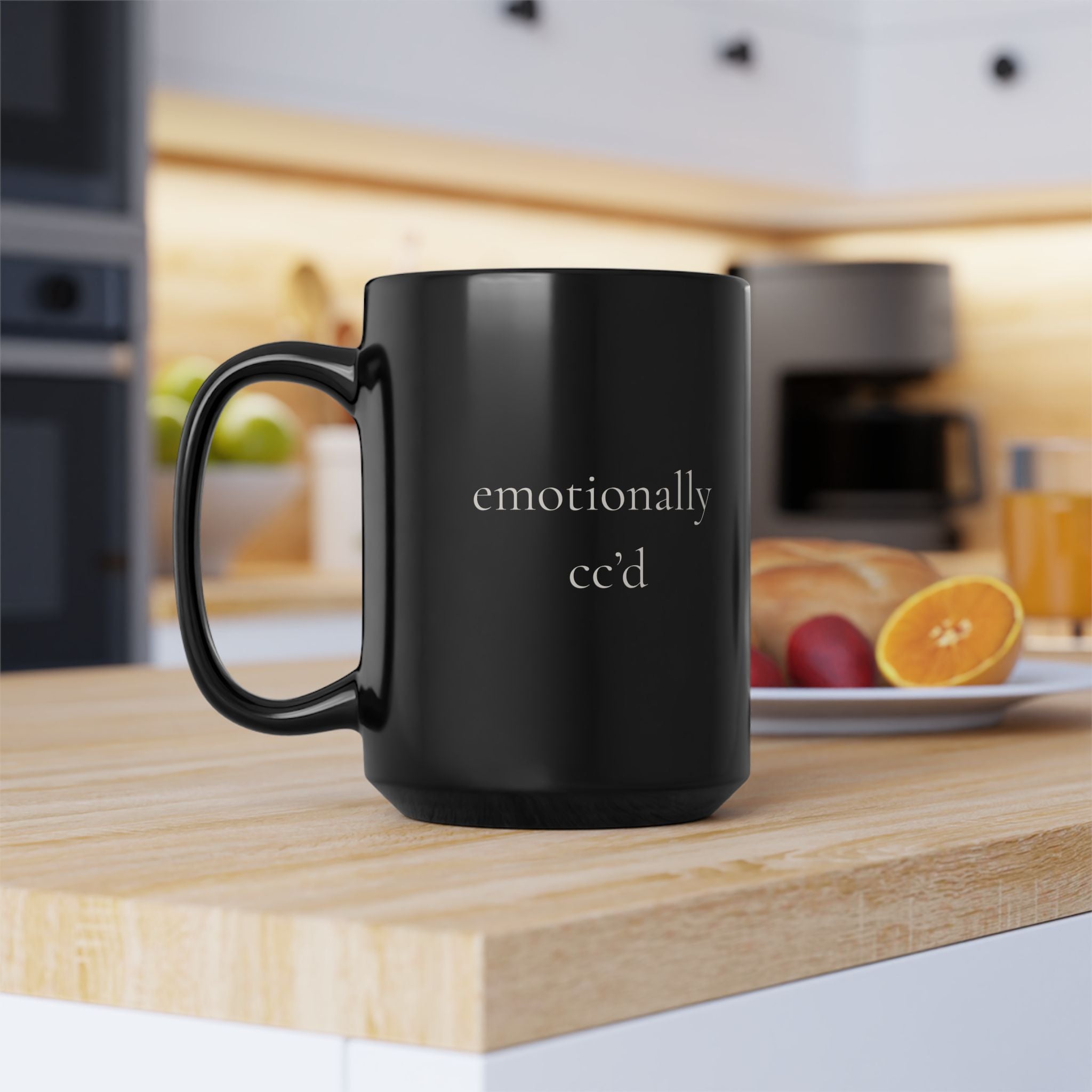 emotionally cc'd | Black 15oz Mug | Debrief After Work | Group Chat Energy