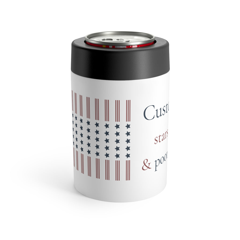 "stars, stripes, & poor decisions" | custom text 12 oz can holder | Group Chat Energy | Red White & Unfiltered