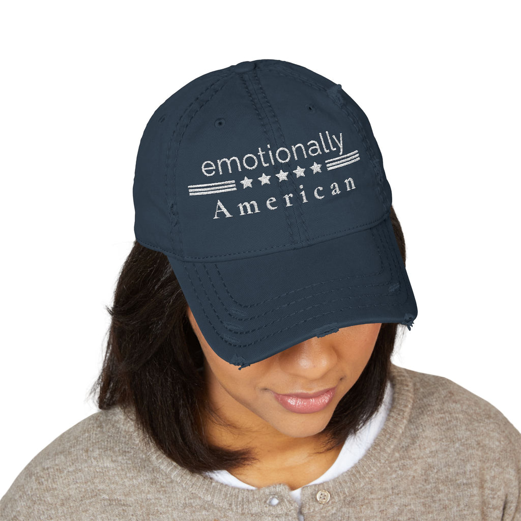 "Emotionally American" | Patriotic hat | Red White & Unfiltered | Group Chat Energy