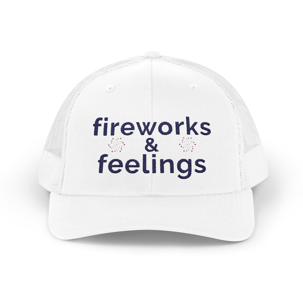 fireworks & feelings | Snapback Trucker Hat | Red White & Unfiltered | Group Chat Energy