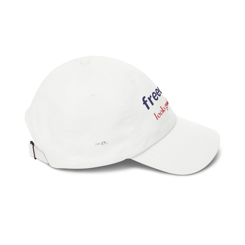 Patriotic Hat for Women | “Freedom looks good on me” Embroidered Baseball Cap | Americana Aesthetic Hat | Fourth of July Outfit