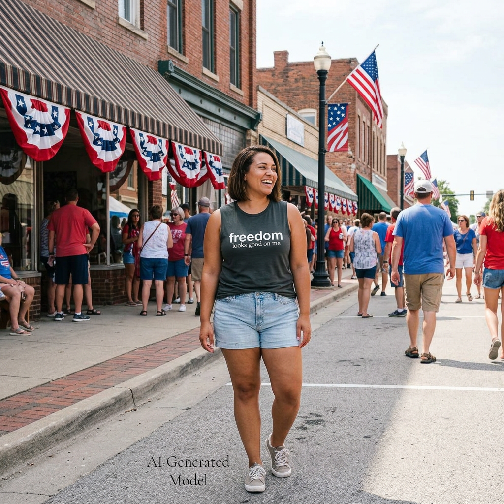 Freedom Looks Good On Me Muscle Tank | Red White Unfiltered | Group Chat Energy