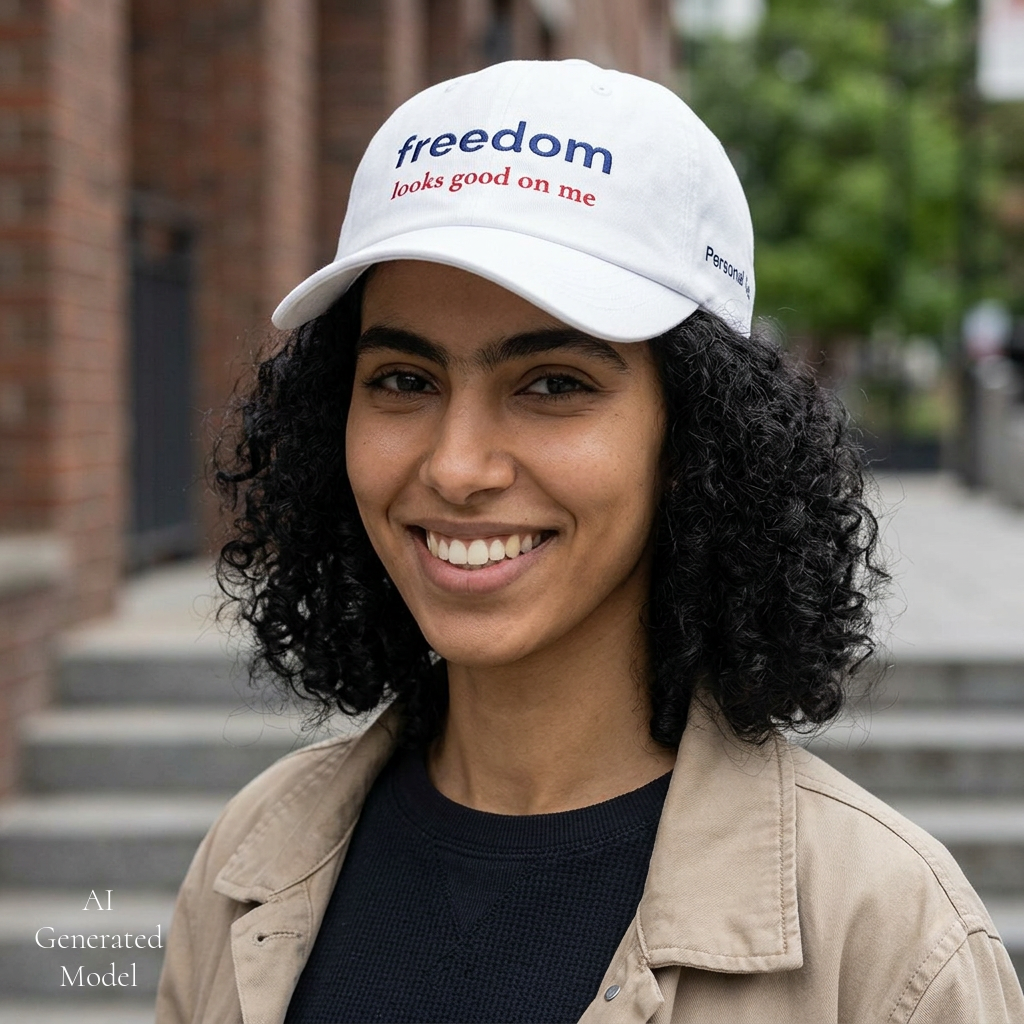 Patriotic Hat for Women | “Freedom looks good on me” Embroidered Baseball Cap | Americana Aesthetic Hat | Fourth of July Outfit