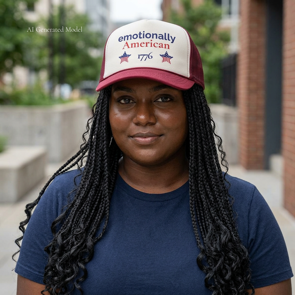emotionally American | Patriotic Hat | Red White & Unfiltered | Group Chat Energy