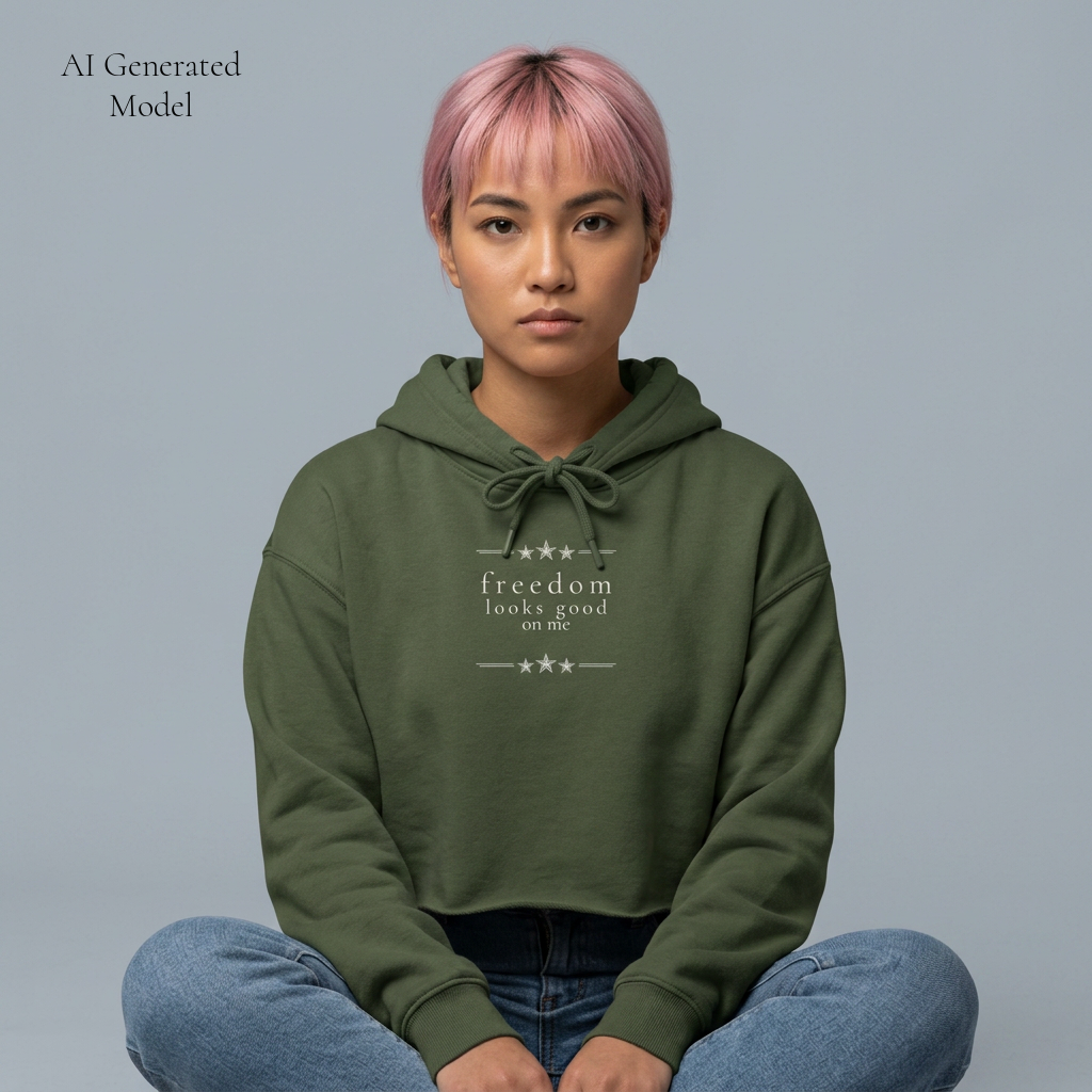 freedom looks good on me | cropped hoodie | red, white & unfiltered.™ | group chat energy | (Custom Name Option)
