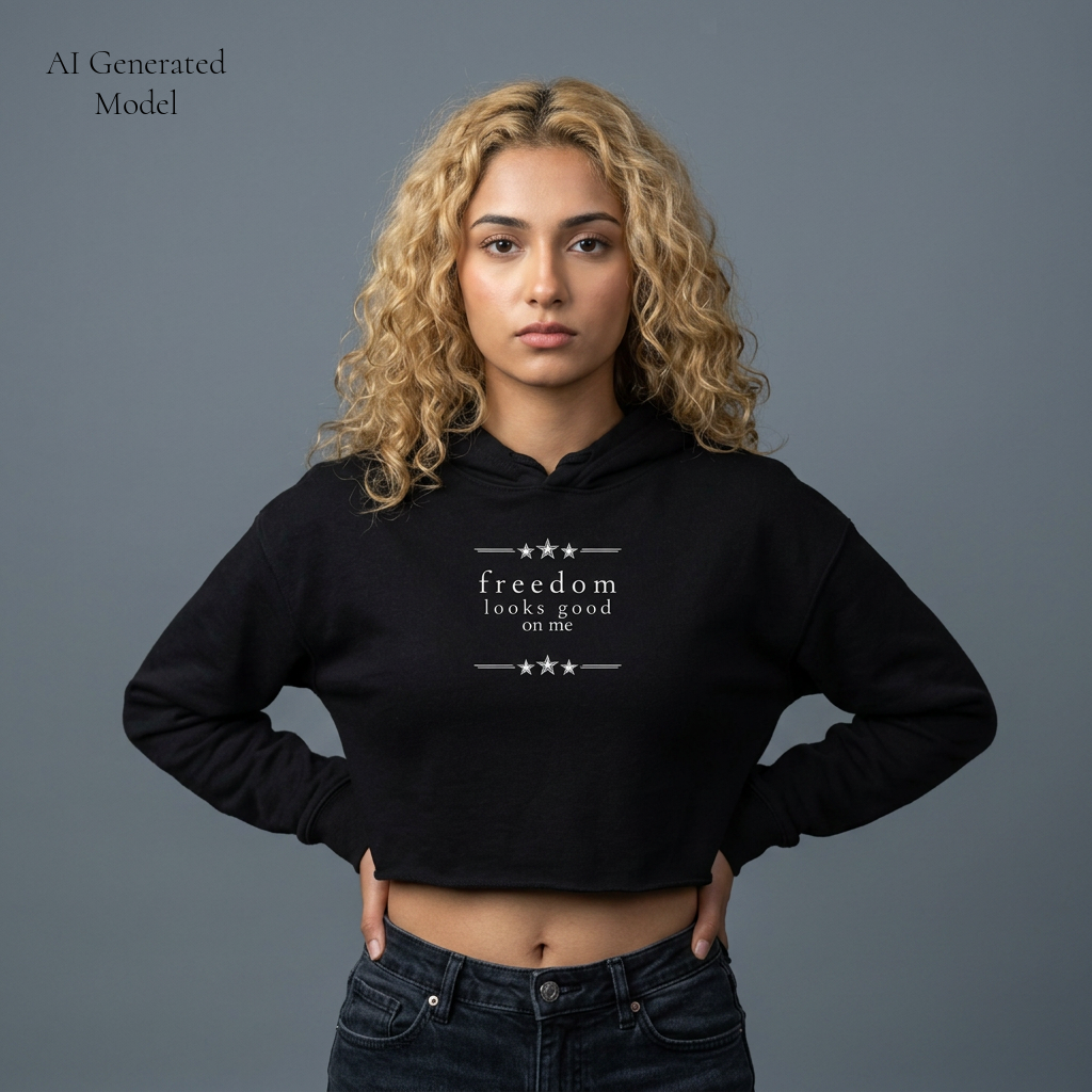 freedom looks good on me | cropped hoodie | red, white & unfiltered.™ | group chat energy | (Custom Name Option)