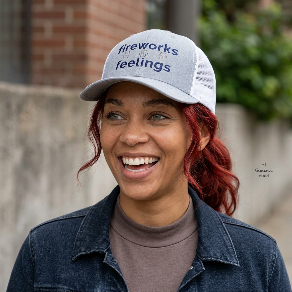 fireworks & feelings | Snapback Trucker Hat | Red White & Unfiltered | Group Chat Energy