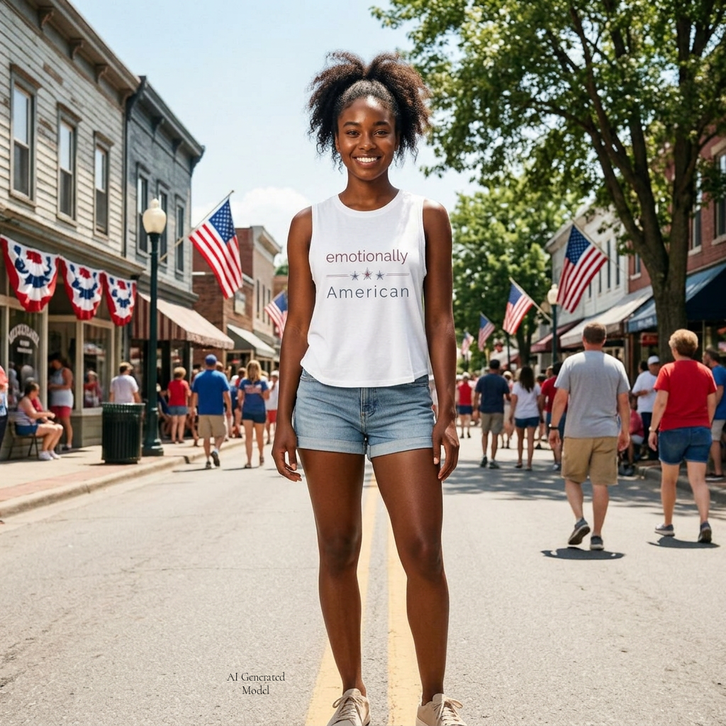 "emotionally american" | Crop Top | Red White & Unfiltered | Group Chat Energy