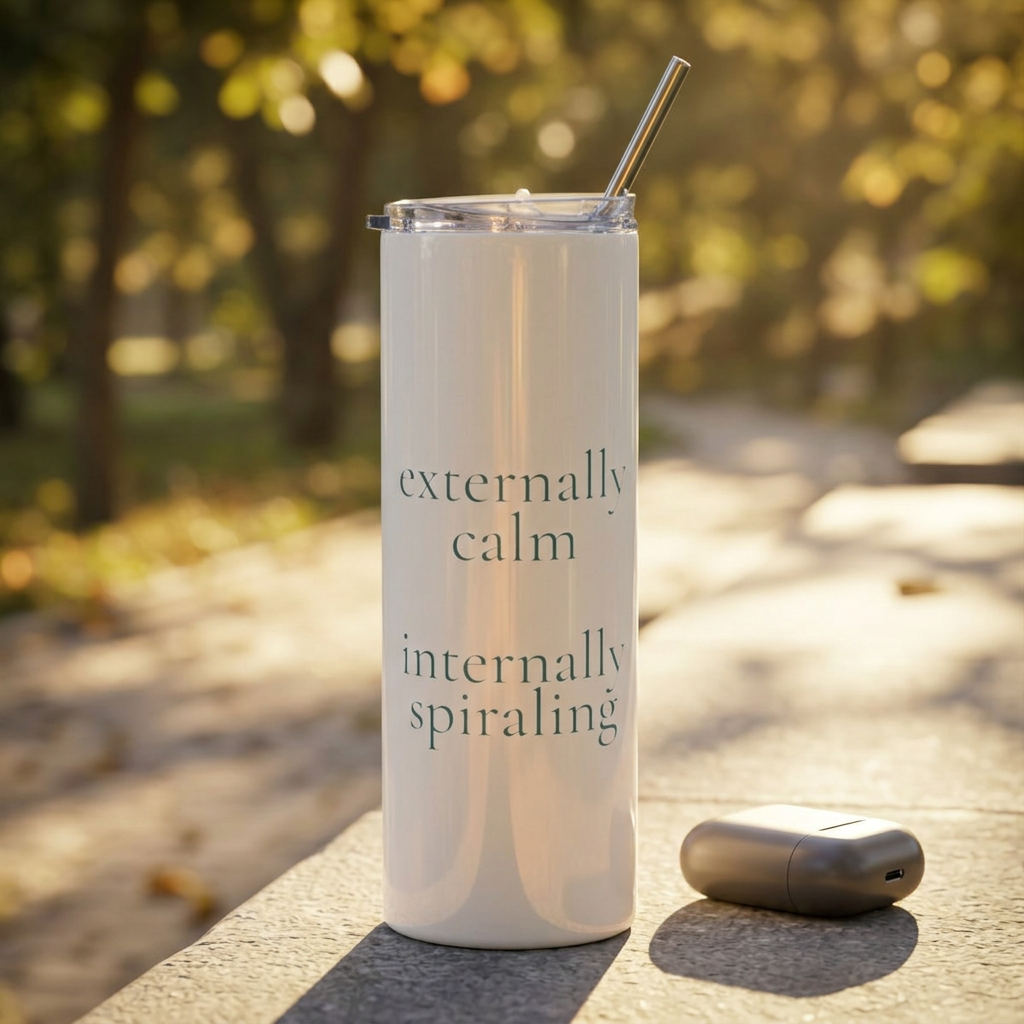 externally calm internally spiraling | 20oz stainless steel tumbler | Maintenance Era | Group Chat Energy