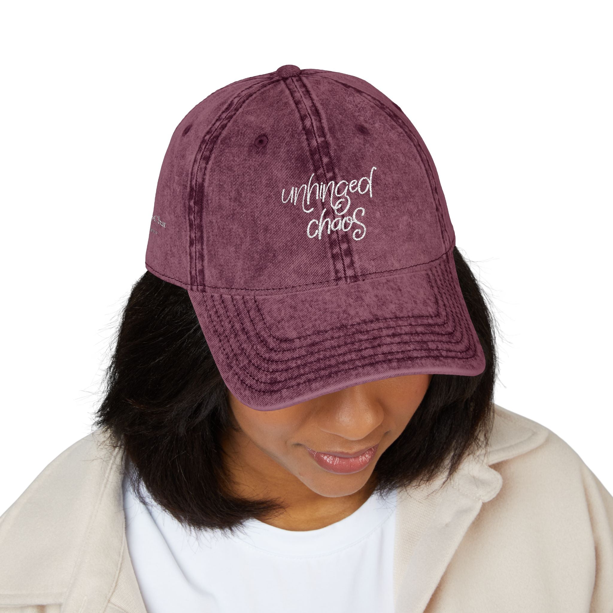 Funny Embroidered Hat for Women | “unhinged chaos” | Minimalist Baseball Cap | Trendy Hat | Gift for Her | Aesthetic Hat