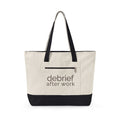 debrief after work | canvas tote bag | zippered everyday carry tote | Debrief After Work | Group Chat Energy