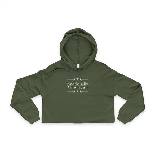"emotionally american" | Cropped Hoodie | Red White & Unfiltered | Group Chat Energy | Custom Name Option