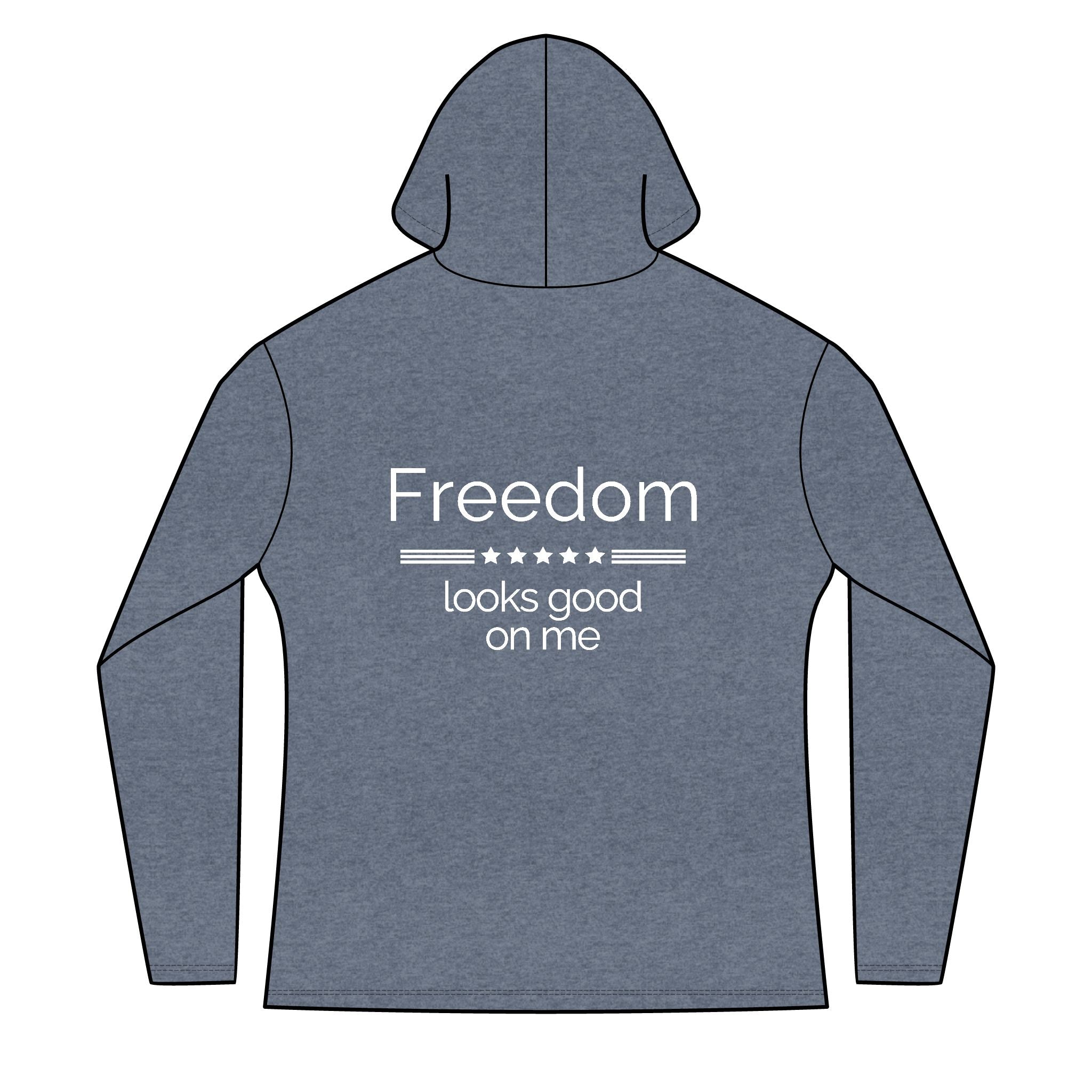 freedom looks good on me | Waving American Flag Hoodie | Women's Long Sleeve Patriotic Top | Red, White, and Unfiltered | Group Chat Energy
