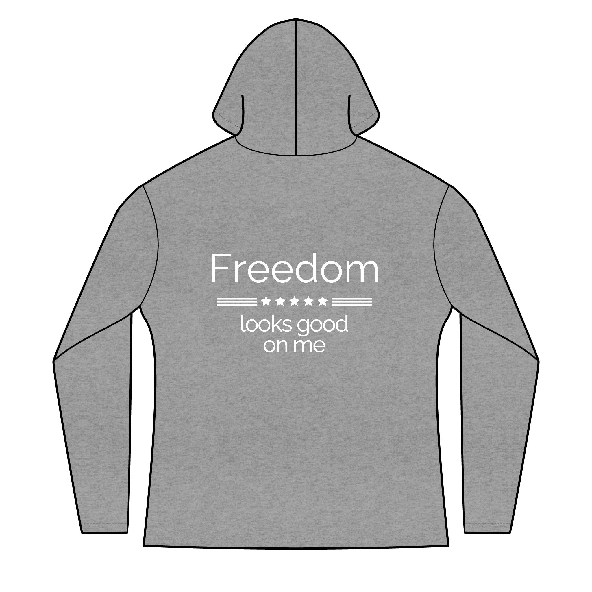 freedom looks good on me | Waving American Flag Hoodie | Women's Long Sleeve Patriotic Top | Red, White, and Unfiltered | Group Chat Energy
