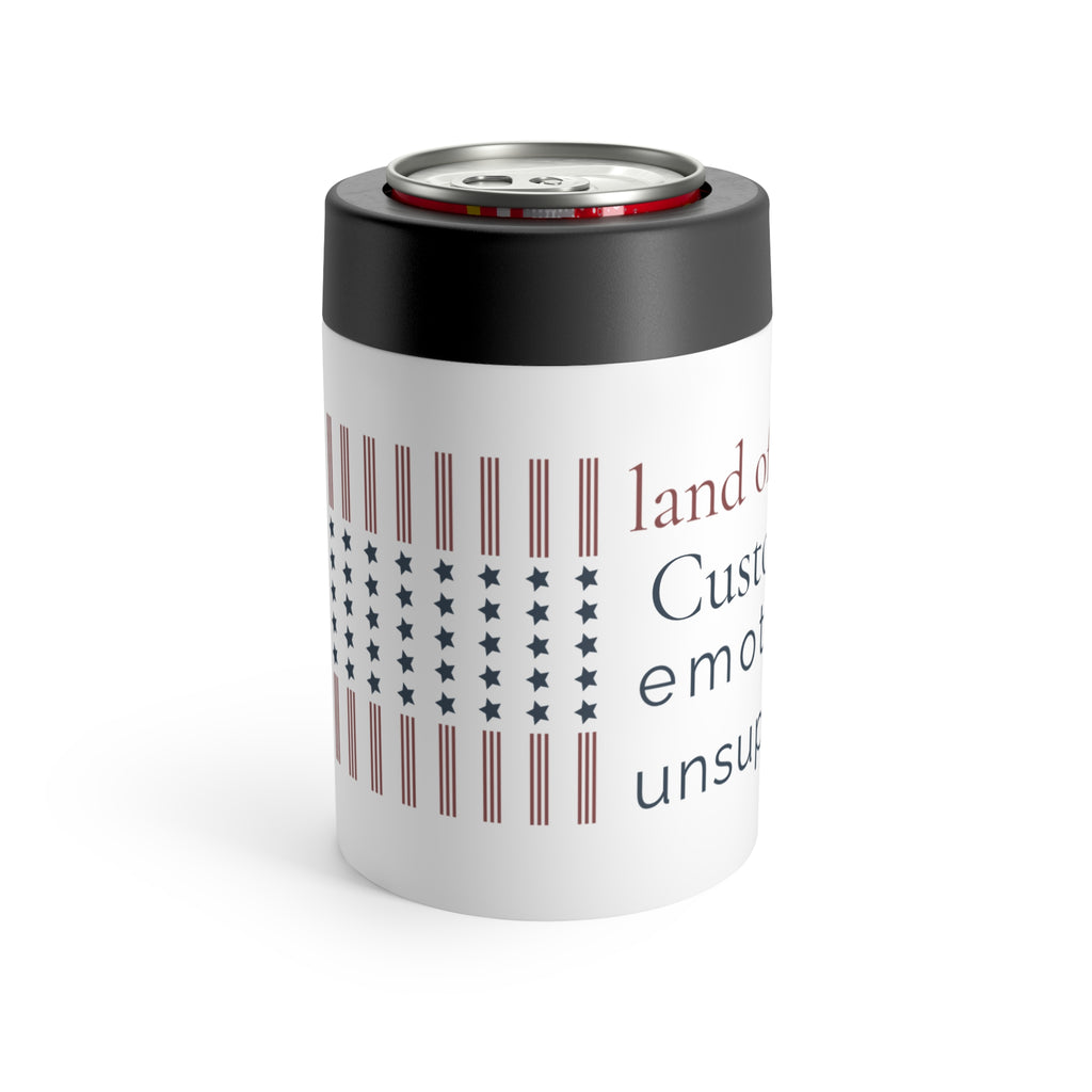 land of the free. emotionally unsupervised | custom text 12 oz can holder | Group Chat Energy | Red White & Unfiltered