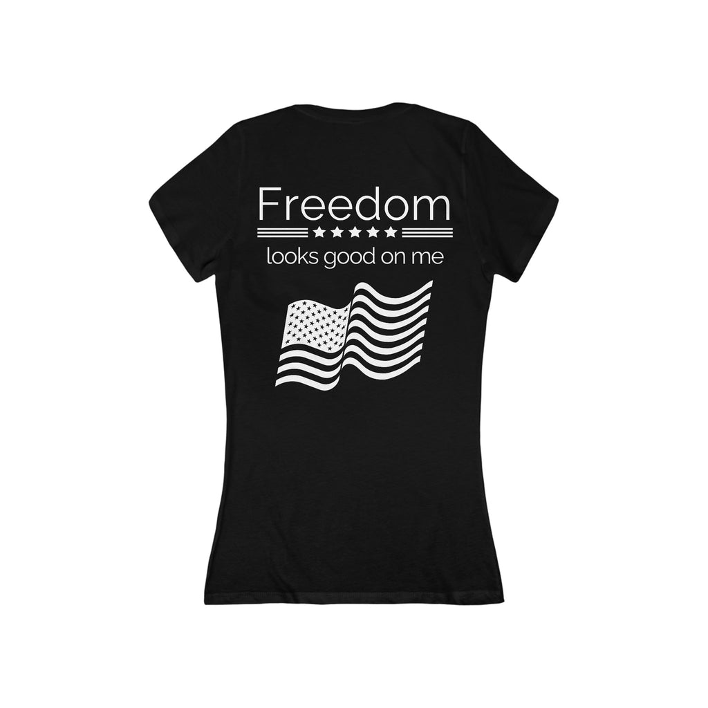 freedom looks good on me | v-neck tee | Red, White, & Unfiltered | Group Chat Energy